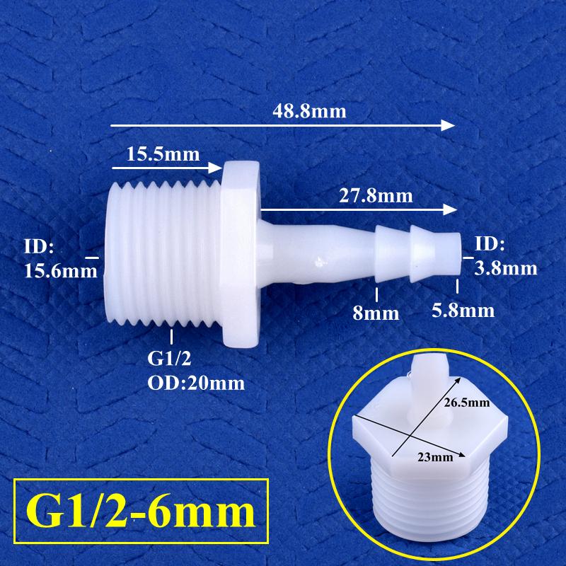 10pcs/lot PE Pagoda Direct Connector G1/2" 3/4" Male Thread To 4~25mm Barb Joints Aquarium Adapter Air Pump Tube Connector Micro Irrigation Hose Joint