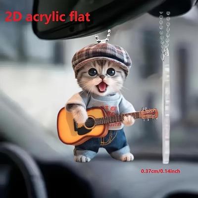 Очаровательная акриловая плоская 2D гитара кошка автомобиль зеркало украшение - украшение для дома и автомобиля школьная сумка кулон