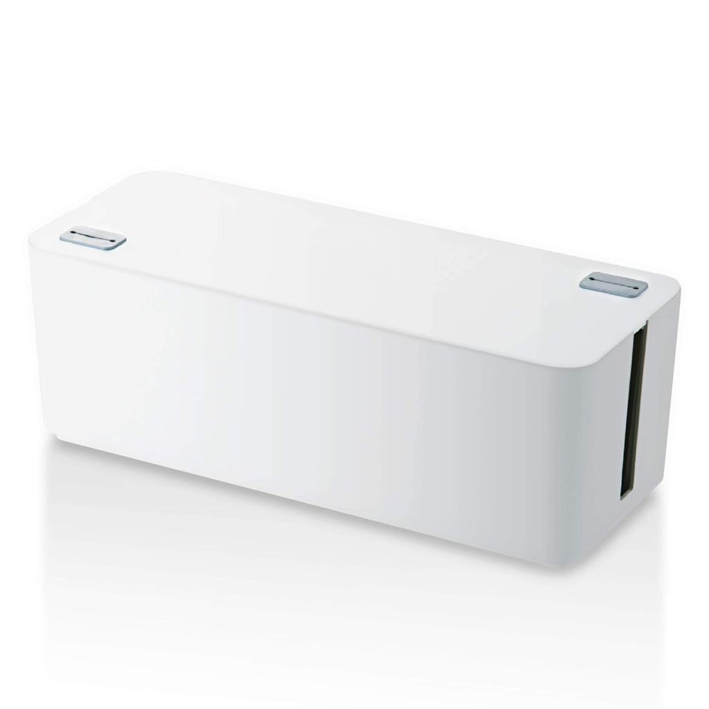 ELECOM Cable Storage Box with 6 Power Strip White Outlets, EKC-BOX001WH