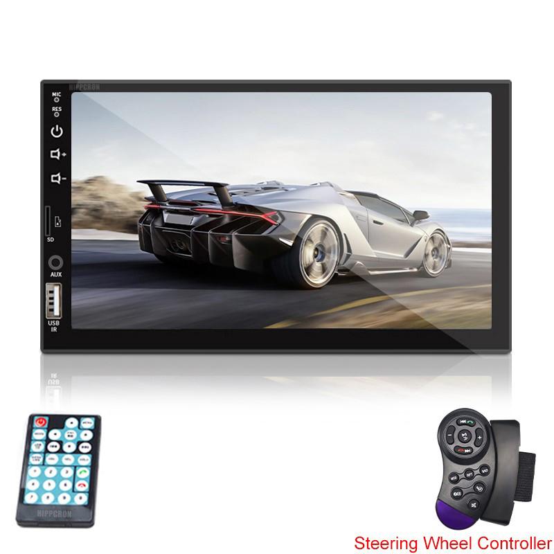 Hippcron Автомобильный радиоприемник MP5-плеер 2 Din Bluetooth HD 7 "Сенсорный экран Стерео 12 В FM ISO Мощность Aux вход SD USB с/без камеры 7023B