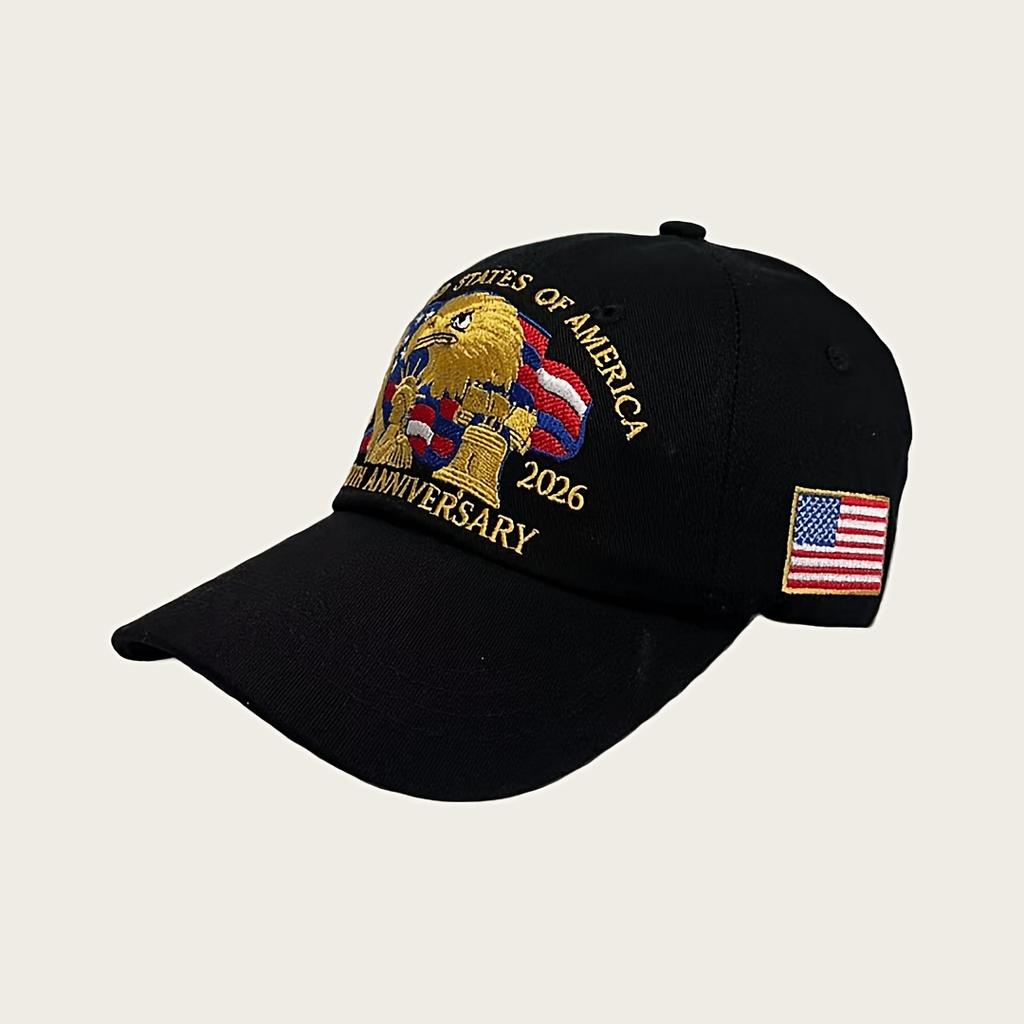 250th US Anniversary Baseball Cap, Patriotic Eagle & Flag Elements, Adjustable Sun Hat For Outdoor Everyday Wear