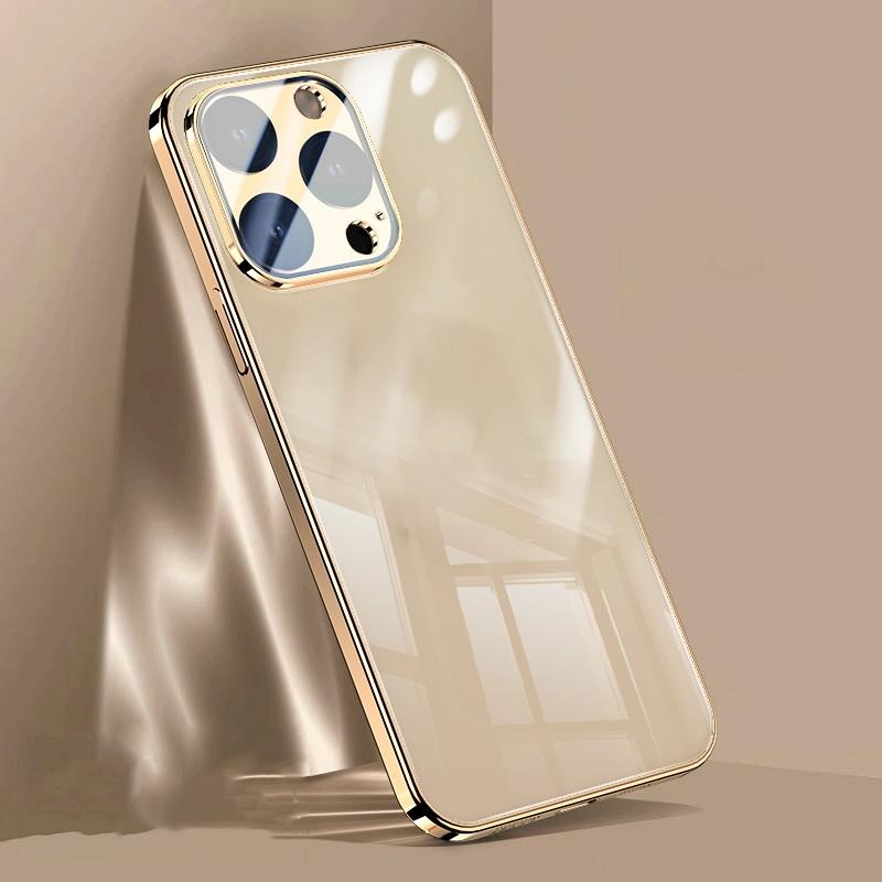 Прозрачный жесткий корпус телефона для iPhone 15 Pro 14 13 Pro Max 12 11 15, роскошная цветная рамка, противоударное стекло, защитный чехол для объектива