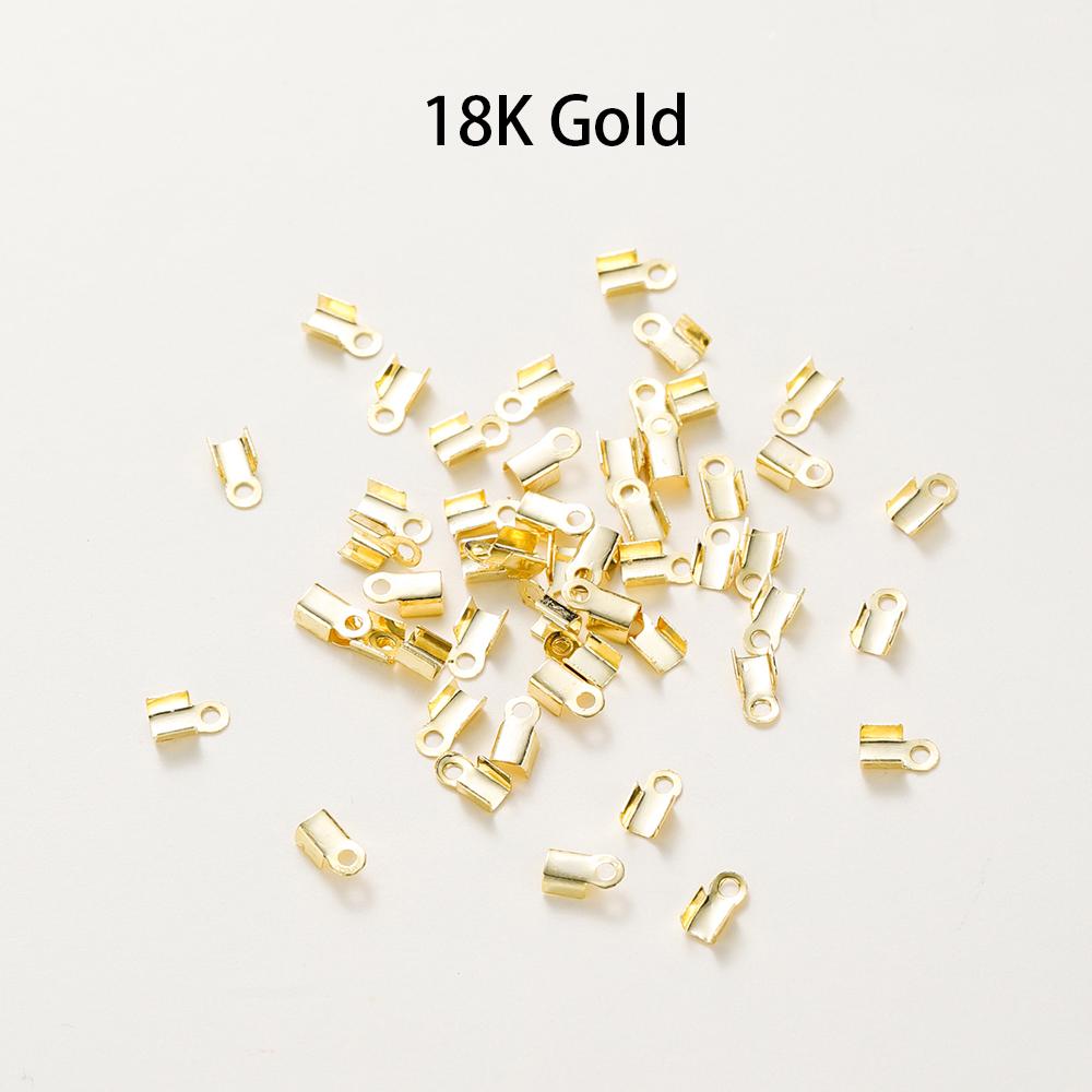 50 шт./лот 14K 18K Настоящее золото Кожаный шнур Зажимные наконечники Зажимы Браслет Складной зажим-застежка Бусины Для ювелирных изделий Ручная работа Фурнитура