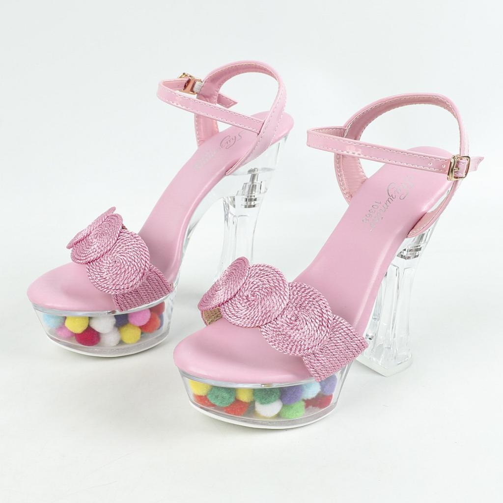 Fashion European Chunky Heel Slide Sandals 14cm Sexy Women's Summer Slippers Non-Slip Thick Platform Beach Shoes Fashionable