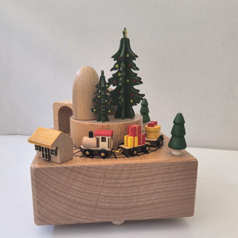 Wooden Music Box Carousel Train Decor Handcrafted Gift Birthday Home Decoration