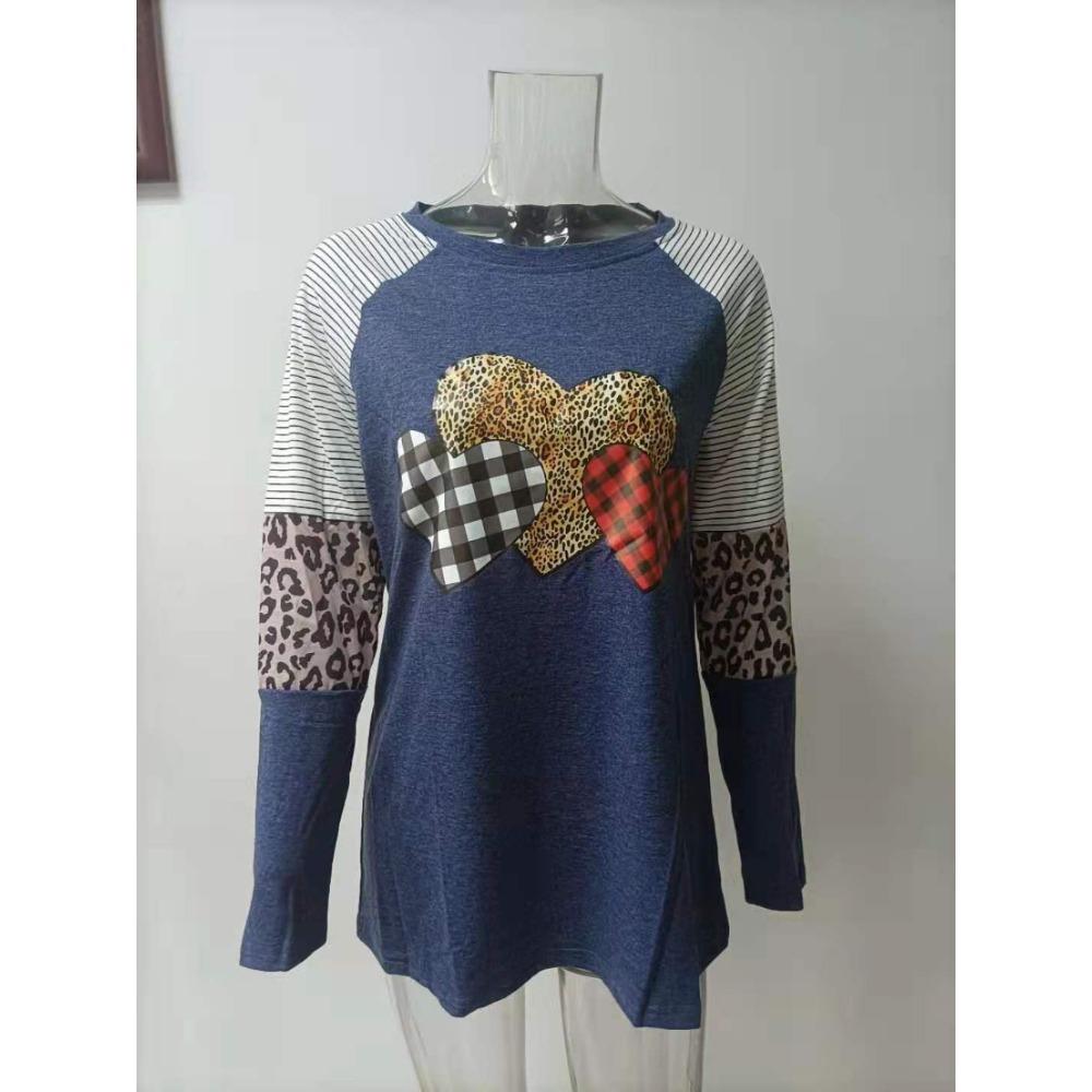 Весенне-осенняя женская блузка с длинным рукавом, повседневный свободный топ с круглым вырезом