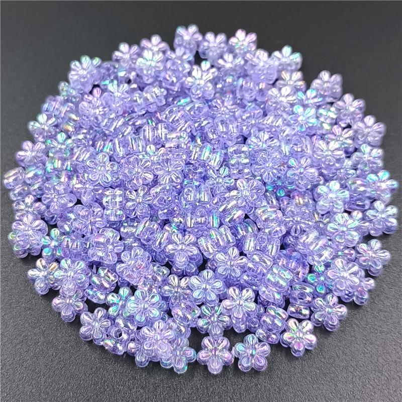 Изысканные свободные 7 мм 80 шт./лот аксессуары ручной работы смешанные бусины с цветком сливы бусины-разделители AB покрытие акриловый браслет ожерелье DIY ручные аксессуары