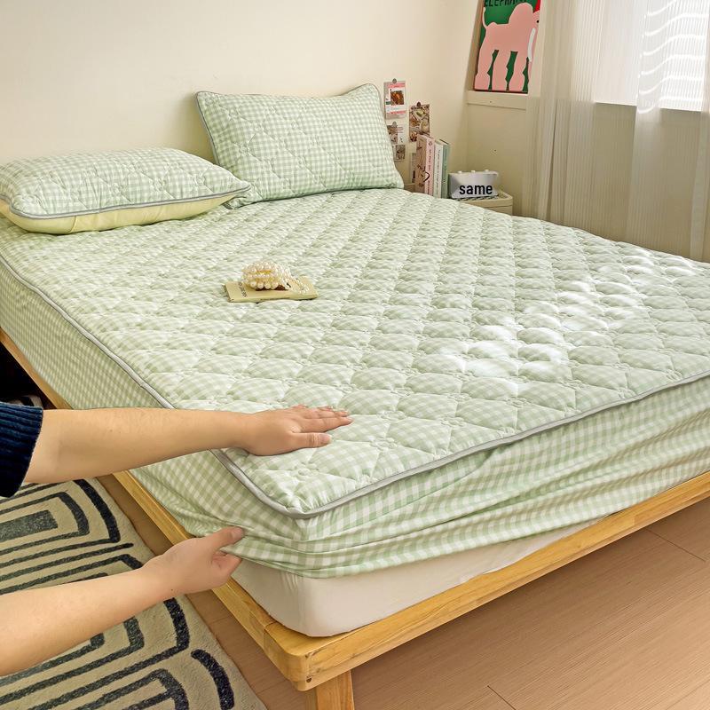 Облачно-хлопковая, приятная для кожи, утолщенная, облегающая простыня: Однотонный, 100% хлопок, Нескользящий, Можно стирать в машине.