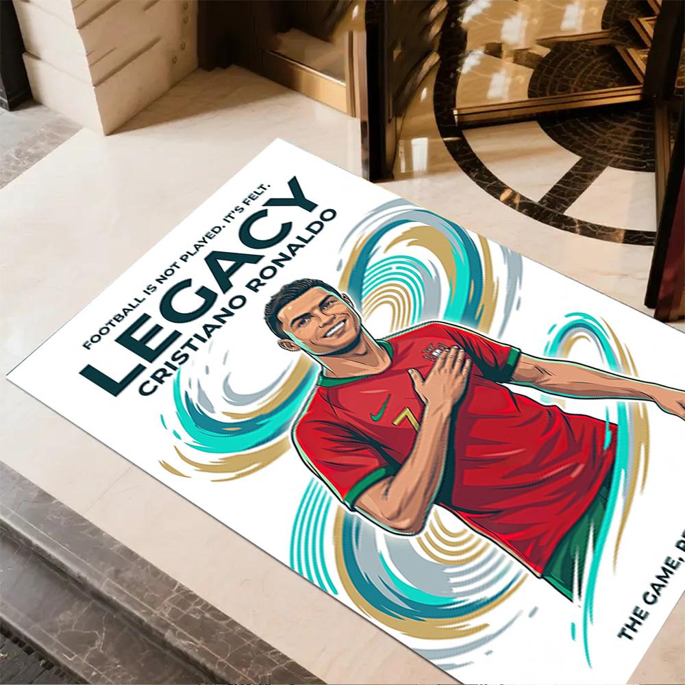 Ronaldo's Legacy Football Floor Mat Perfect for Study room Foyer Playrooms Balcony Anti-slip Rug Decorate Offices Gift for Festivals
