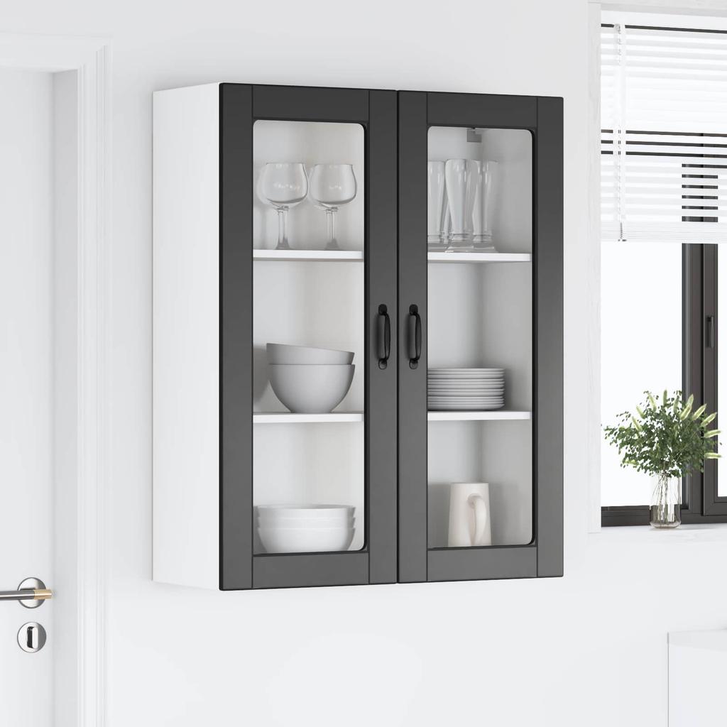 Glass Wall Cabinet LUCCA Black 80 x 31 x 100 cm Particleboard
