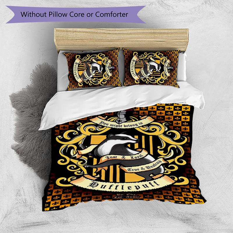Harry Potter Pattern Printed 3PCS Bedding Set, Soft Skin-Friendly Washable Duvet Cover & Pillowcases Set