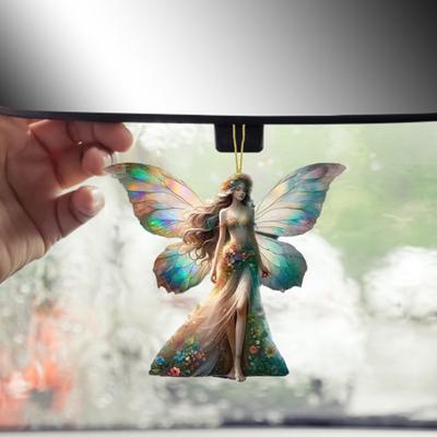 Автомобильная подвеска 2D акриловые разноцветные бабочки сказочный шарм украшение для автомобиля зеркало заднего вида подвесное украшение