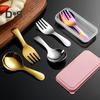 Stainless Steel Fork Spoon Set with Case Travel Utensil Set Ergonomic Handle Portable Outdoor Picnic Utensils for Travel Picnic Camping
