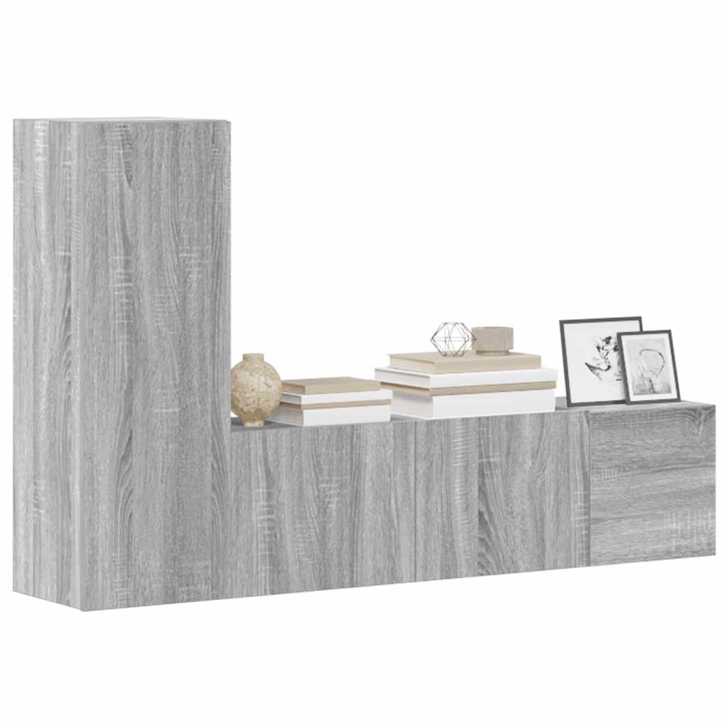 3 piece TV cabinet set gray Sonoma particleboard