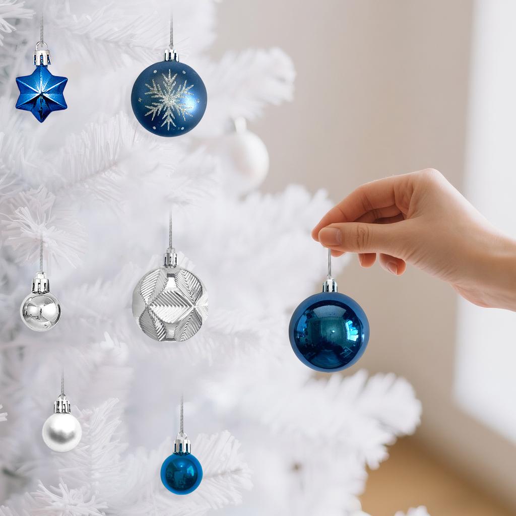 45-piece Christmas Tree Ornament Set, Navy Blue And Shatterproof Spheres And Stars, Suitable For Christmas Tree Decorations And Table Decorations.