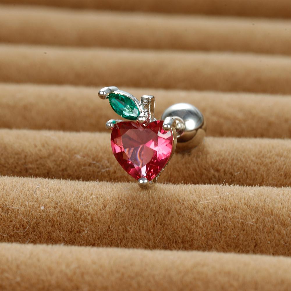 12 Styles Crystal Zircon Mini Fruit Stud Earrings For Women Stainless Steel Trend Ear Cartilage Piercing Korean Jewelry 1PC