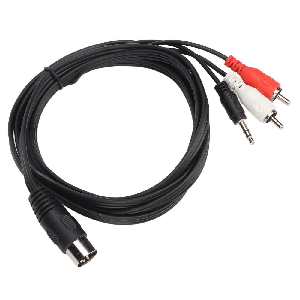 Male to Male DIN 8Pin to 3.5mm + 2RCA Cable Plug and Play Audio Connection Cable Subwoofer Speaker