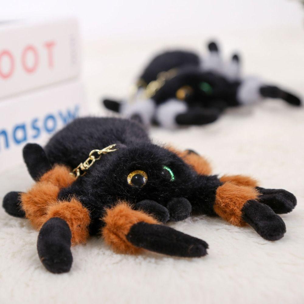 Simulation Colored Eye Spider Plush Pendant PP Cotton Spider Plush Keychain  Halloween Decor