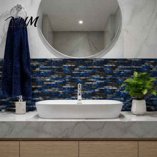 Durable Adhesive Wall Decal Peel And Stick Backsplash Tile for Kitchen Bathroom, 3D Brick Mosaic Waterproof Sticker, Oil-proof Self-adhesive