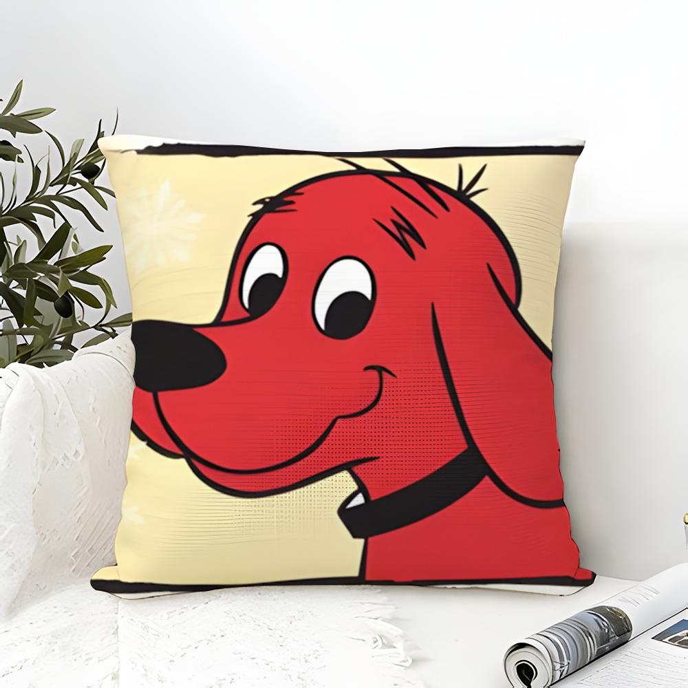 Pillow Case Cotton Linen Fabric Square Zipper Pillowcase Home Decorative Living Room Comic Cartoon C-Clifford The Big Red Dog 2