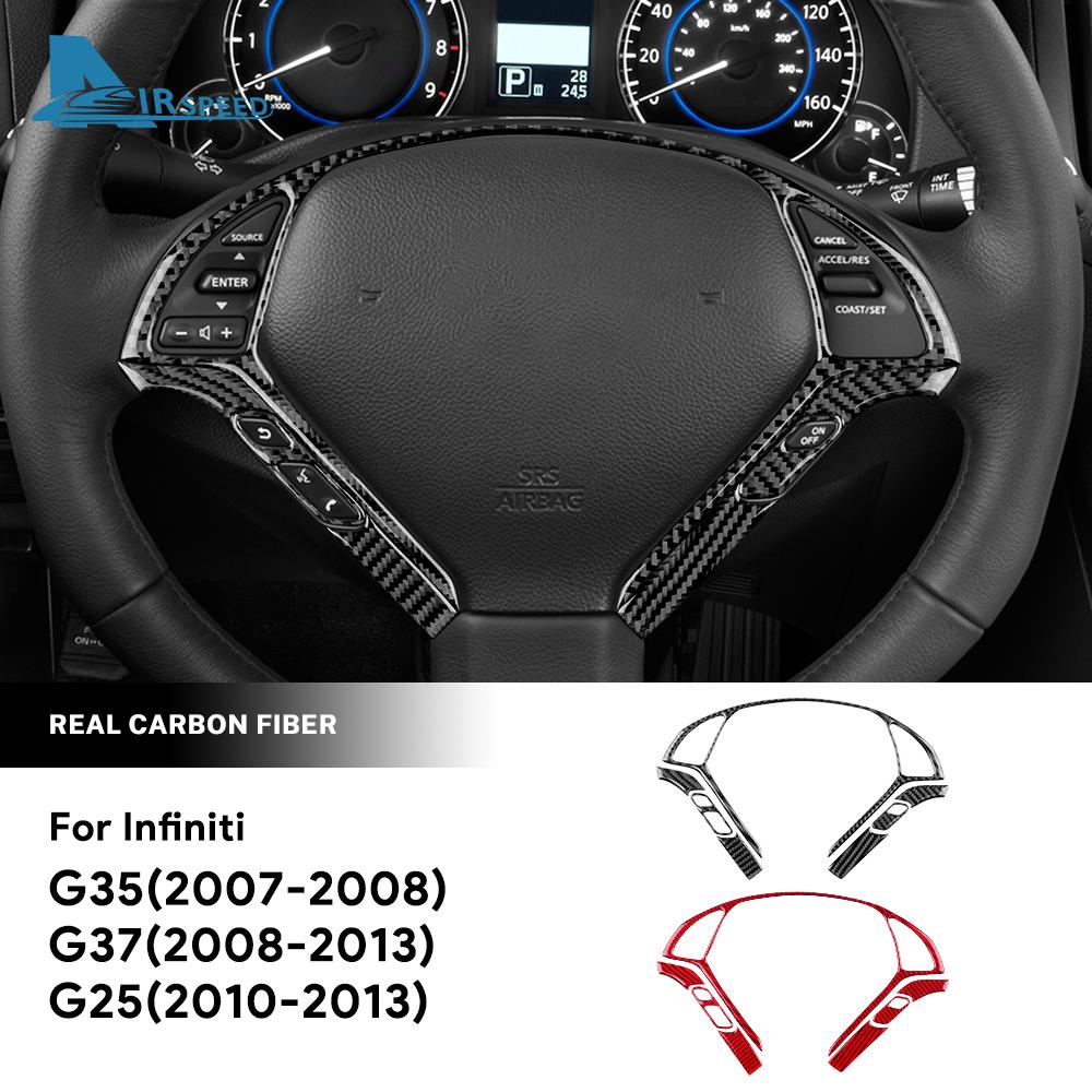 Real Soft Carbon Fiber Sticker For Infiniti G25 2010-2013 G35 2007 2008 G37 2008-2013 LHD RHD Steering Wheel Button Frame Trim