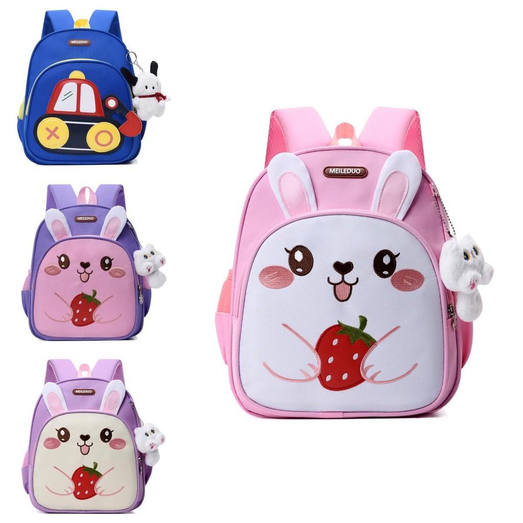 Children School Backpack With Oxford Material And Rabbit Car Pattern For Kids