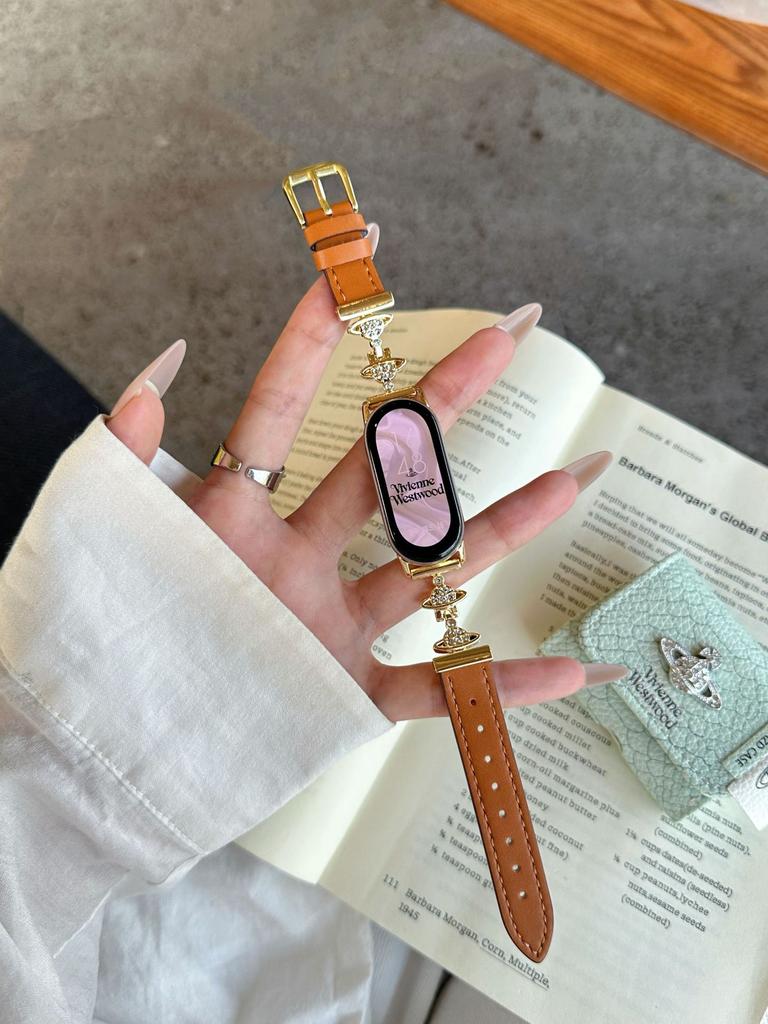 Сатурн Алмазная Кожаная Ремешок Подходит Для Xiaomi 89Pro Браслет Apple Iwatch10 Часы Fit3 Huawei Gt5