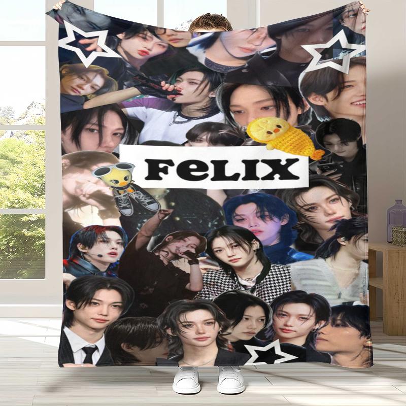 Фланелевое одеяло Felix Kpop Stray Kids, Ультрамягкий теплый плюшевый плед для дома, спальни, кровати, дивана, Покрытие для кемпинга, пикника, подарок