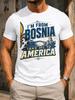 M From Bosnia Take Me To America Bridge Blue Gold Collegiate Lettering With Landmark Skyline Style Unisex All Tshirt