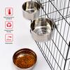 Stainless Steel Pet Food Bowl 10-20CM Ordinary Cage Hanging Dog Basin Feeder Large Capacity Fixed Metal Feeding Bowl
