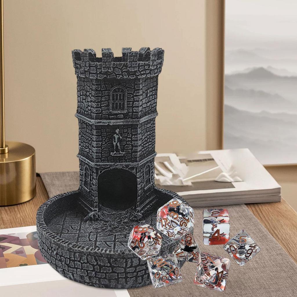 Castle Dice Tower Accessory for Board Games Table Decoration Desktop Ornament Rolling