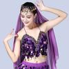 Women Bra Top Sequin Tassel Halter Neck Waist-exposure Backless Sleeveless Belly Dance Boho Festival Top Clubbing Tribal Bra Performance Exotic Top