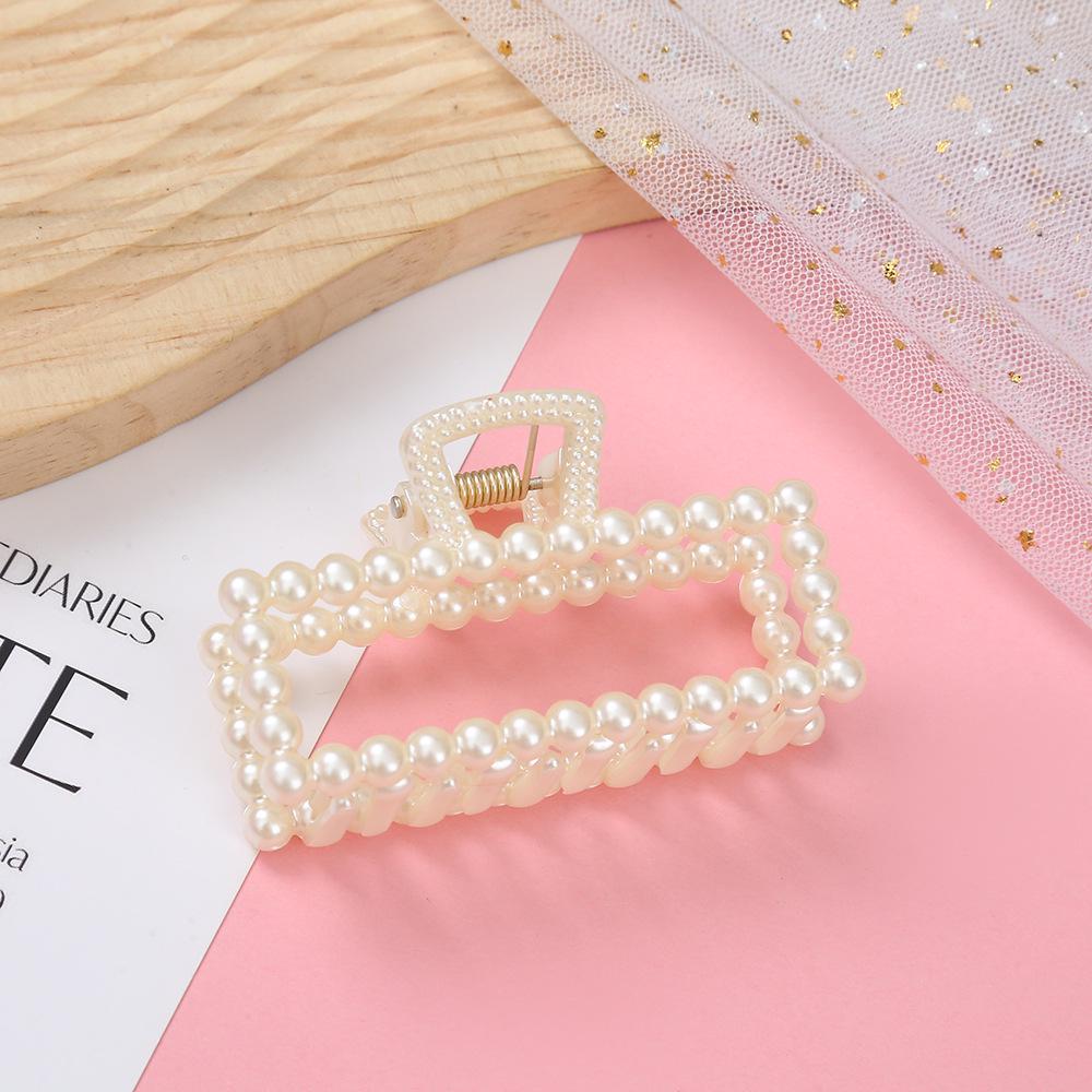 Корейская заколка для волос с бантом из жемчуга и геометрической акулой - простая и универсальная заколка для волос