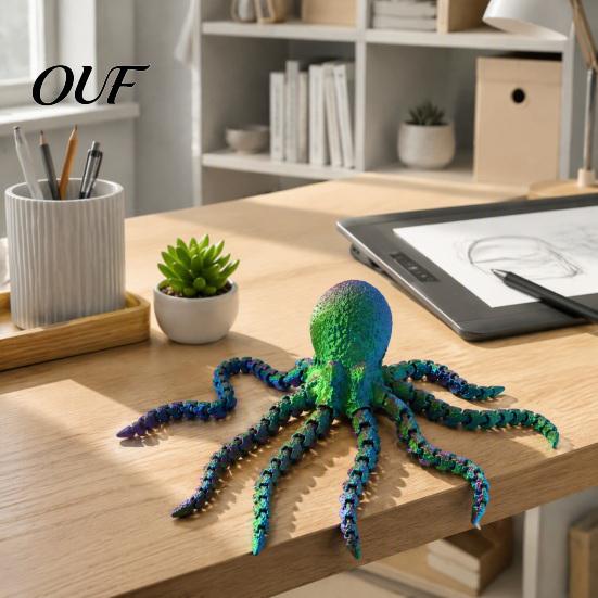 Фигурка осьминога, 3D-печатное морское животное, игрушка-антистресс, гибкая шарнирная фигурка с щупальцами, сенсорная игрушка, настольное украшение с подвижными суставами для дома