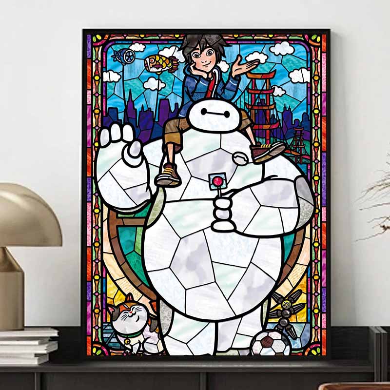 Disney Diamond Painting Big HeroStained Glass Window Style Healing Illustration Wall Decoration Full Diamond Cross stitch DIY Gift Home Decoration