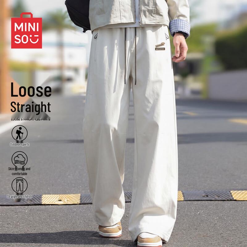 MINISO Men's Retro Hong Kong Style Straight-Leg Cargo Pants
