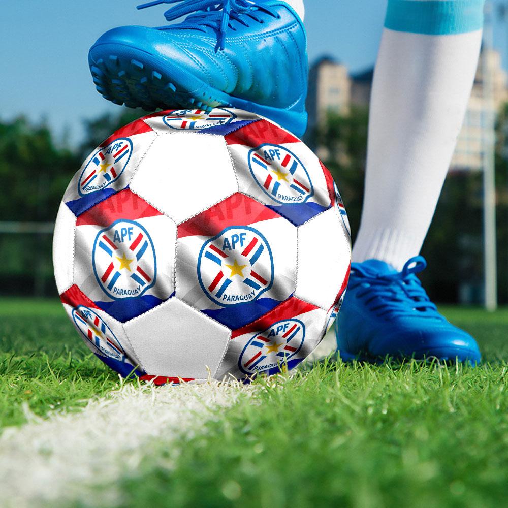 Paraguay national football logo Size 5 Soccer Ball, Machine-Stitched PVC, Durable & High Bounce, All Ages Fit, fan merchandise, matches & outdoor use.