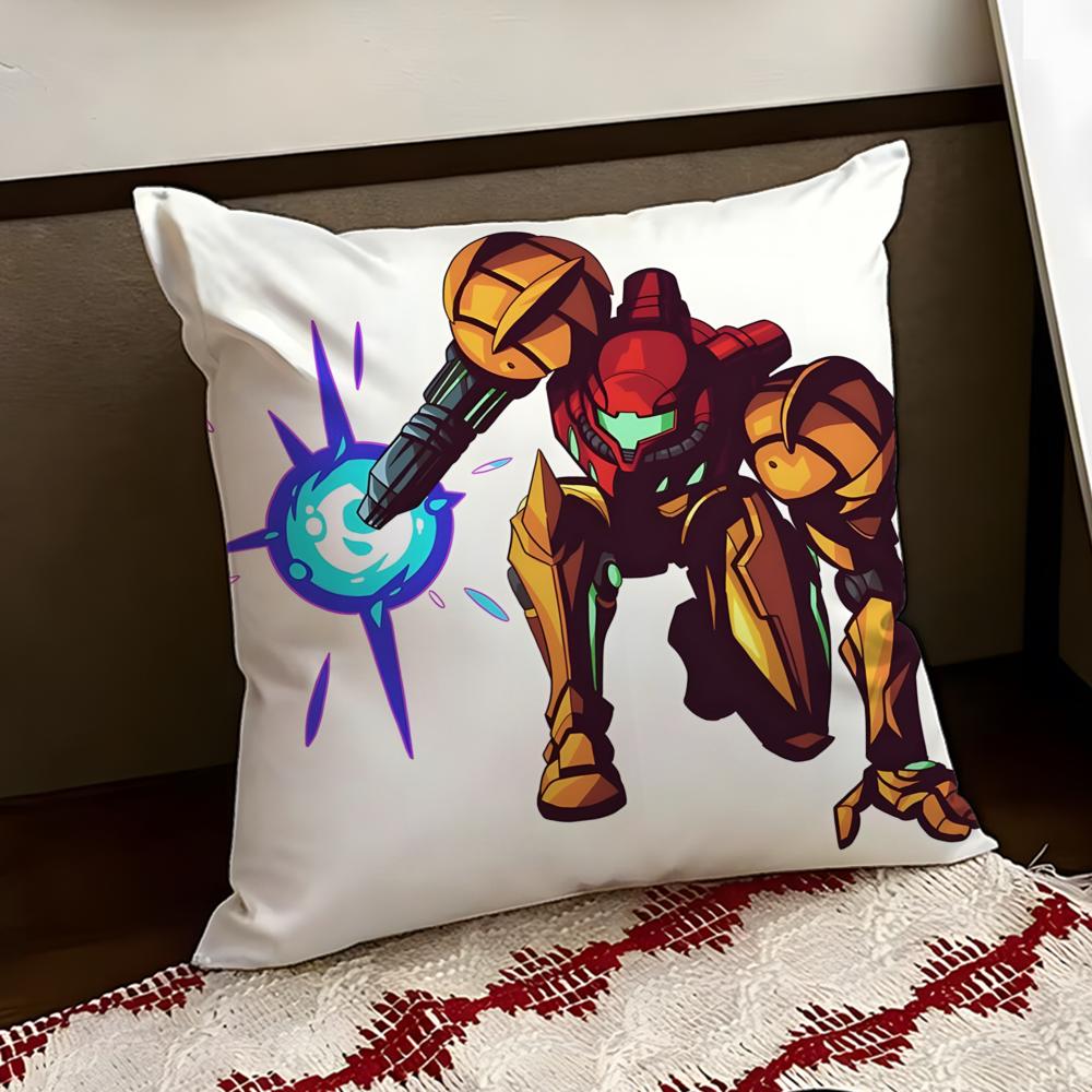 MMetroid Anime Cushion Cover Reversible Soft Durable Pillow Cover Home Car MultiScene Use for Daily Comfort