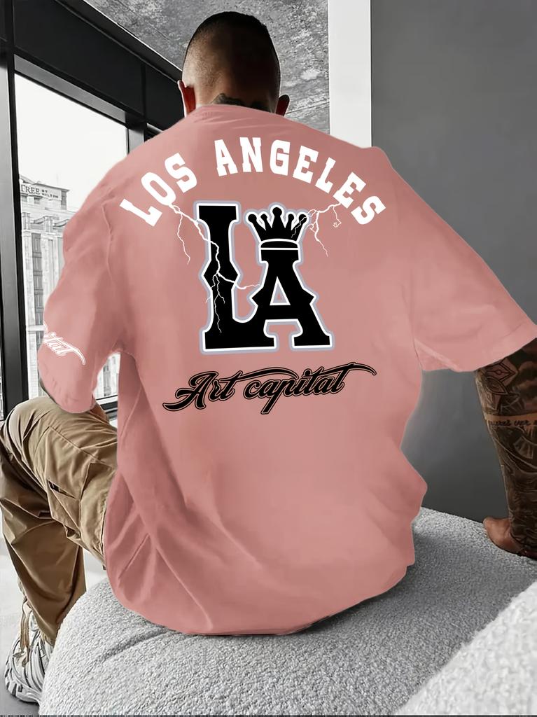 2026 Unisexs Casual Tshirt Printed with Letters and Large La Print Comfortable Breathable Microshell Home and Outdoor Sports Tees