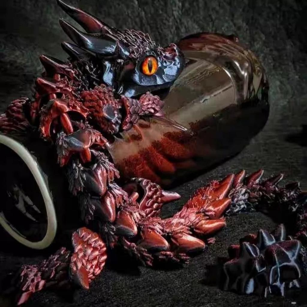 3D Printed Dragon Model with Eyes,Flexible Animals Toy Statue,Movable Joints,Home Office Decor,Interesting Toys Fidget Toys Executive Desk Animals Toy