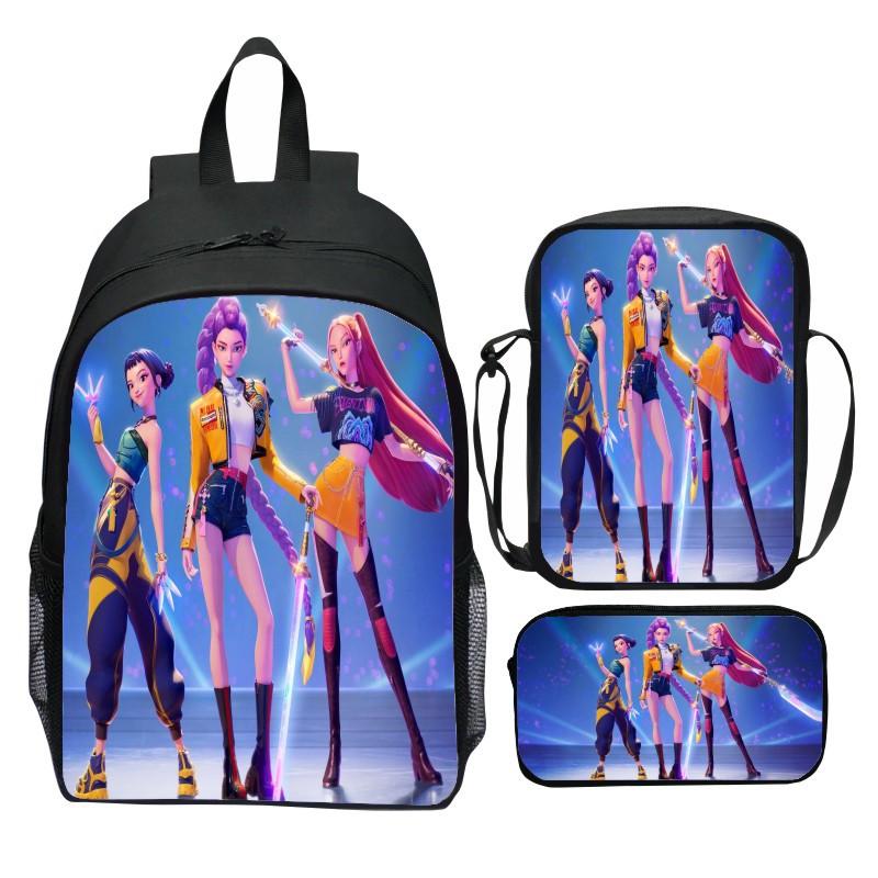 Новый принт Hunter Demon Girl Group Huntrix Kpop набор из трех предметов школьный портфель мультяшный рюкзак для начальной школы для мальчиков и девочек CLE