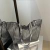 Casual Retro Literary And Simple Large-Capacity Handbag Autumn Pinstripe Small Fresh Shoulder Tote Bag