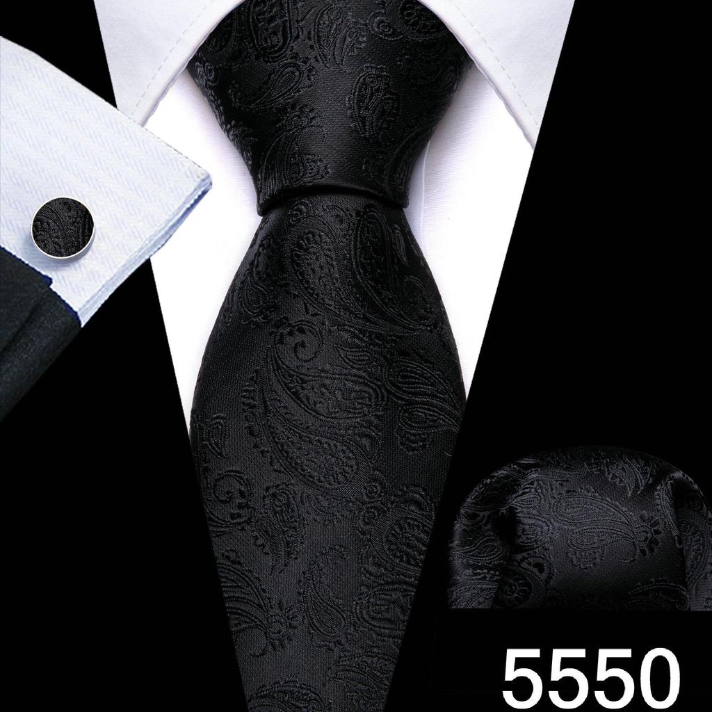 Мужской галстук Barry.Wang, жаккардовый шелковый галстук с узором пейсли, набор квадратных запонок с карманом