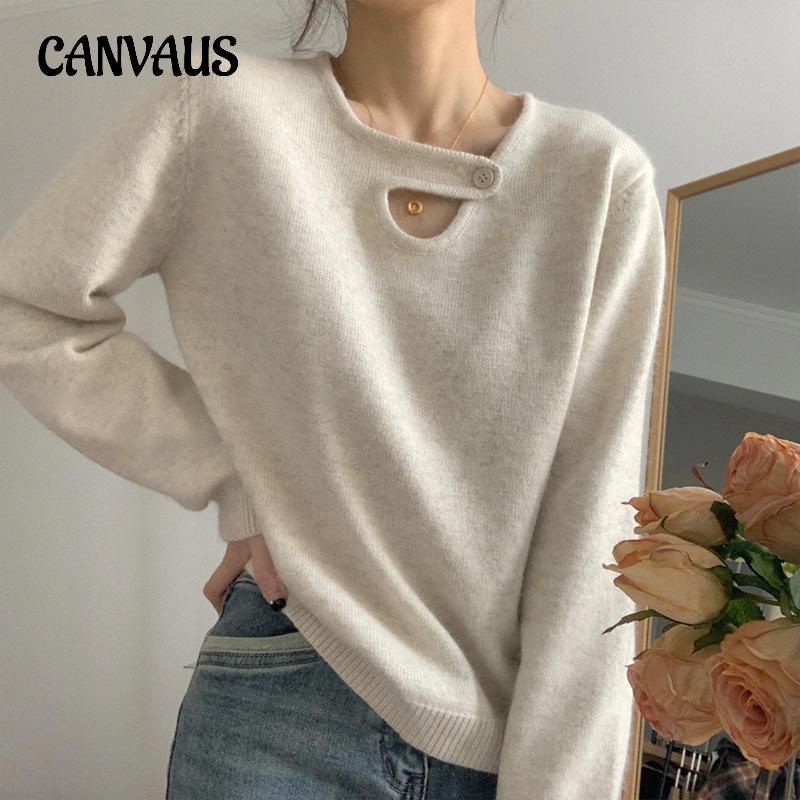 Spring and Autumn Women's Sweater Gentle Wind Soft Sticky Pullover Design Long Sleeve Inner Bottom Knit Top