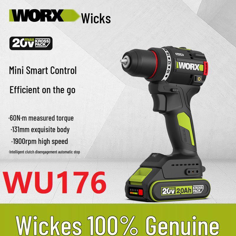 Wickes WU176 Беспроводная бесщеточная электрическая дрель-шуруповерт, 60 Н·м, Литиевая батарея, Пистолетная рукоятка