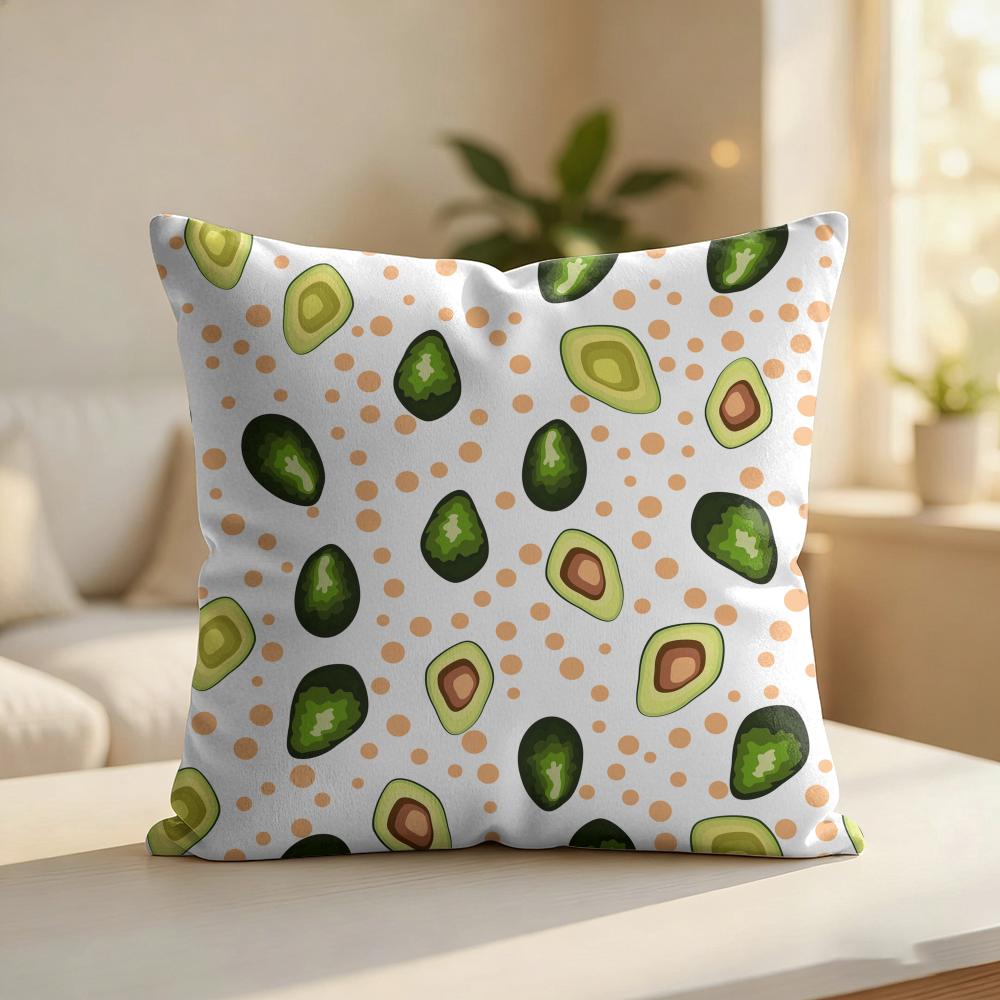 Avocado Pattern Cushion Cover Silky Short Plush Invisible Zipper Dustproof Sofa Pillow Case For Home Decor