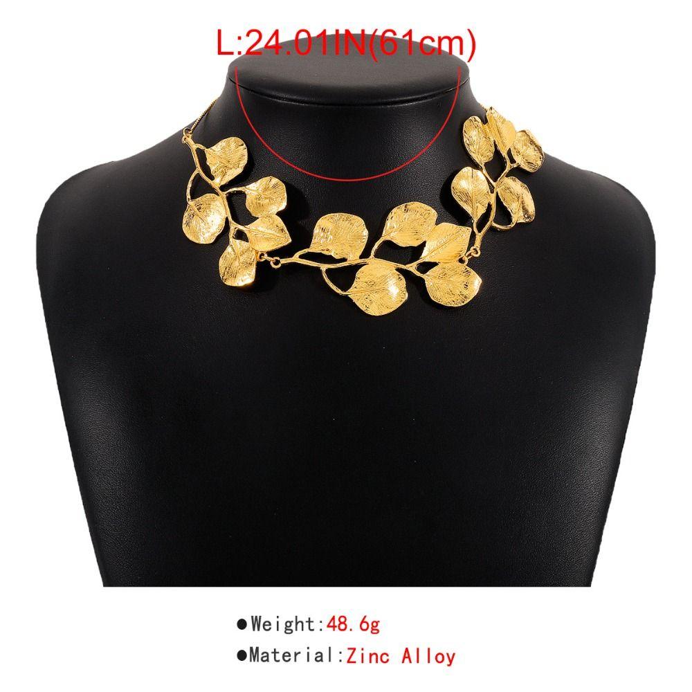 Exaggerated Vintage Women Leaf Pendant Neck Jewelry Chain Necklace Choker Necklace