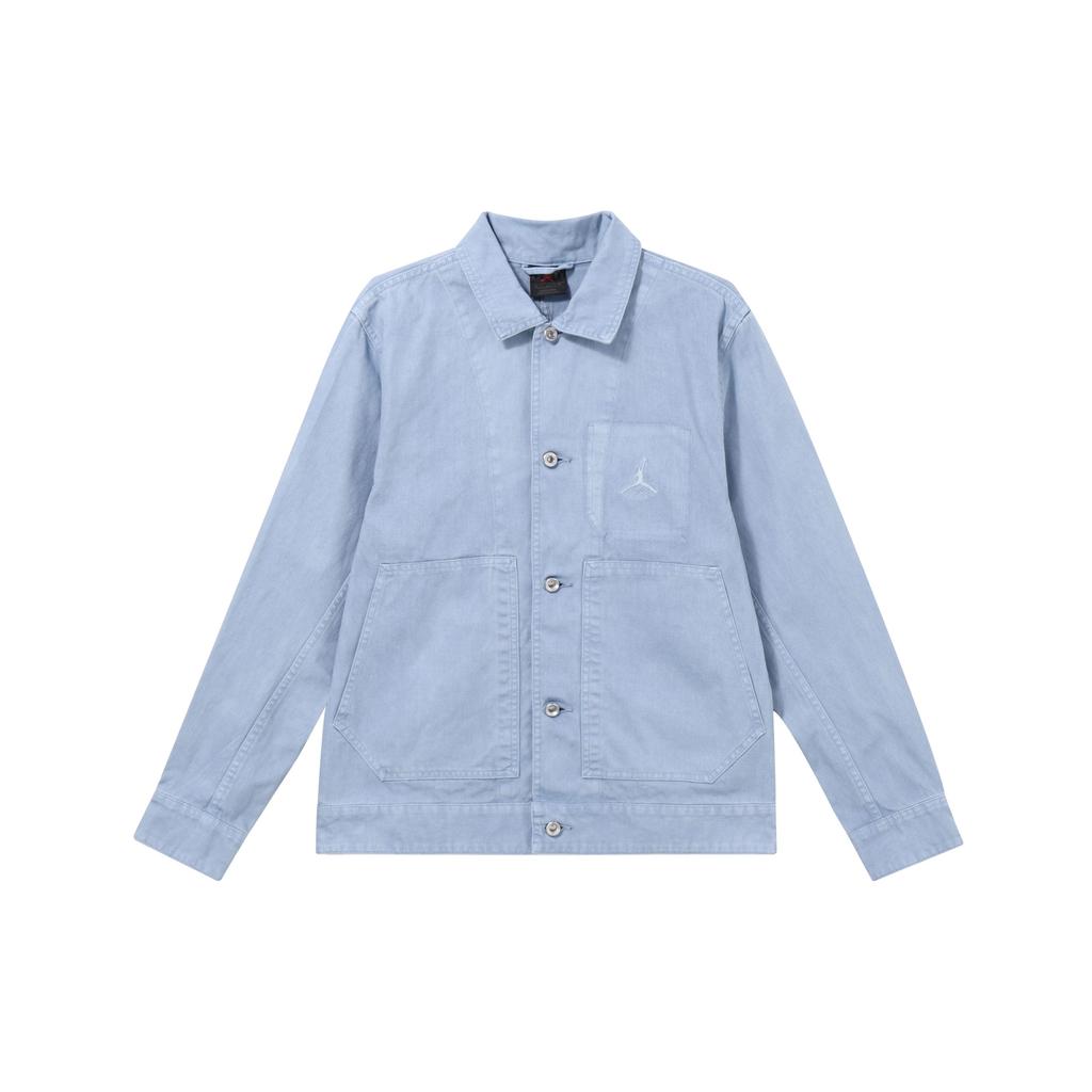 Jordan Essentials Solid Color Polo Casual Jacket Pushed Jacket Men Jackets Blue Grey FN4528-436