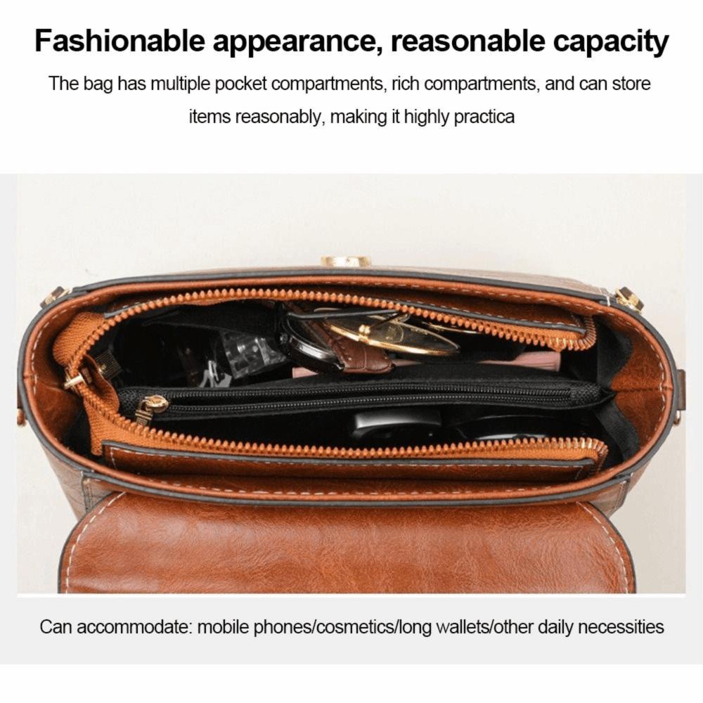 Elegant Soft PU Leather Women Shoulder Bag Large Capacity Zipper Closure Crossbody Bag Multi Layer Lady Handbag Casual Use