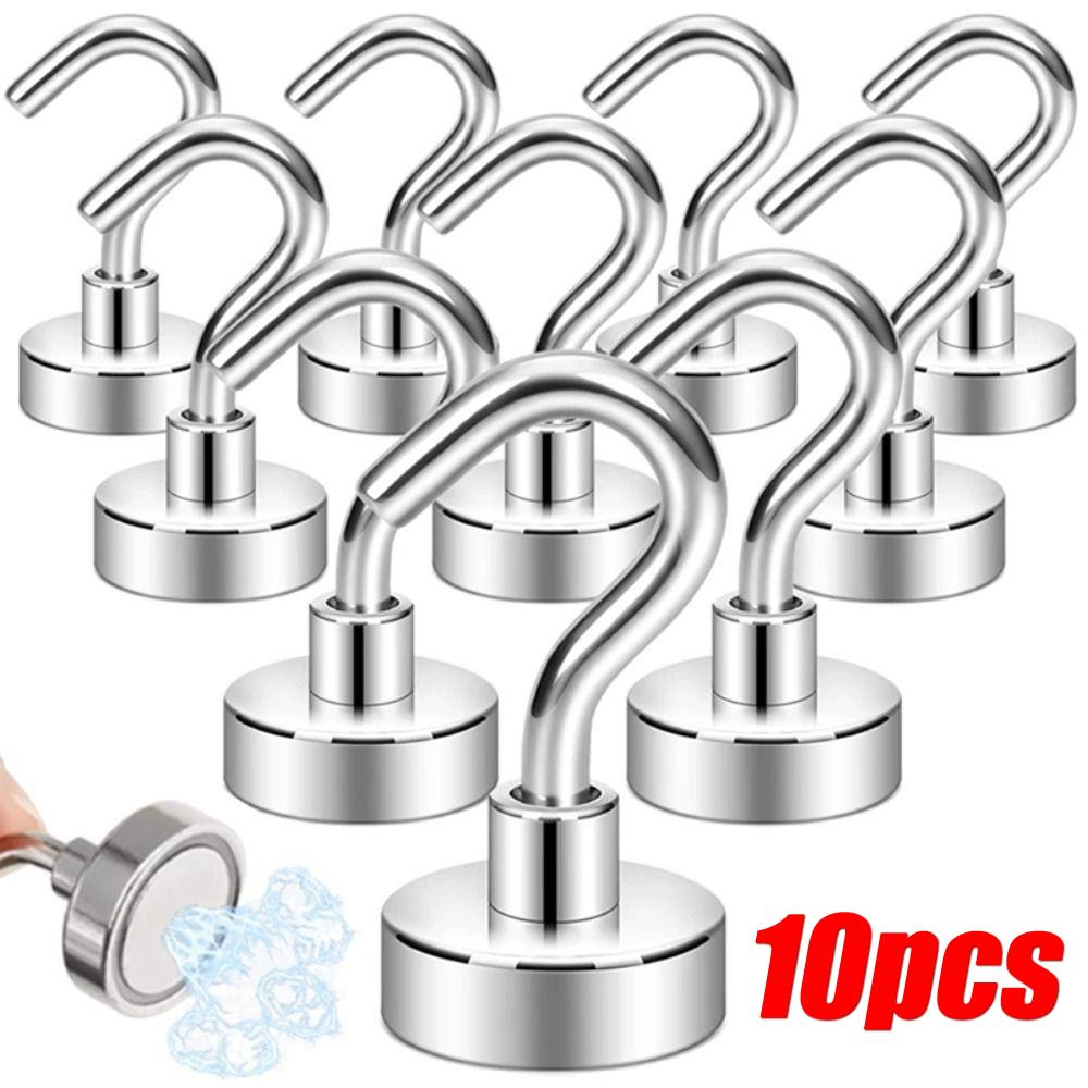 10PCS Powerful Magnetic Hooks Heavy Duty Key Hooks Durable Suction Storage Hooks Home Kitchen Bar